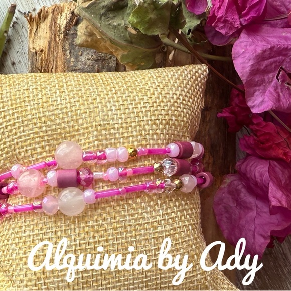 Pink quartz bracelet stack - Picture 2 of 3